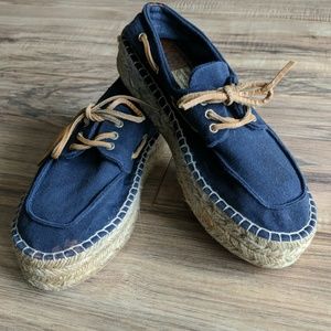 Tori Burch Platform Canvas Deck Boat Shoes